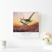 Aviation Art Wall Clock"Kawasaki Ki-61 Hien" Quadratische Wanduhr (Zuhause)