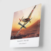 Aviation Art Wall Clock"Kawasaki Ki-61 Hien" Quadratische Wanduhr (Winkel)