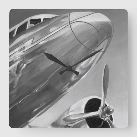 Aviation Icon: Up-Close View Quadratische Wanduhr (Vorderseite)