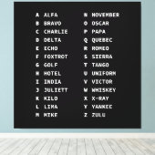 Aviation Phonetic Alphabet Code - Schwarz & Weiß Leinwanddruck (Insitu (Holzboden))