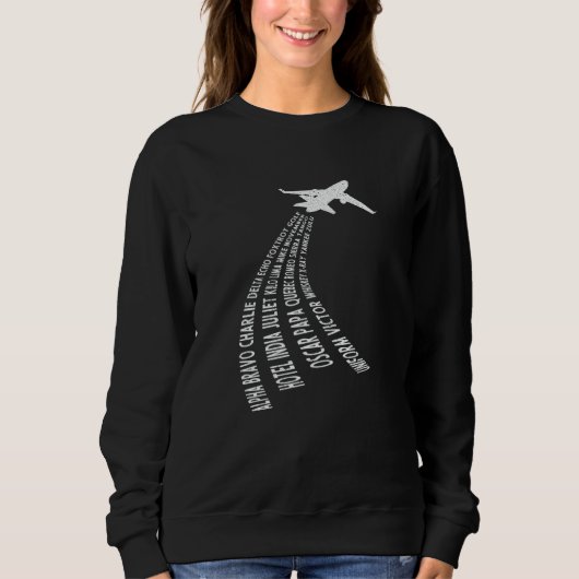 Aviation Pilot Airplane Phonetic Alphabet Wordclou Sweatshirt (Vorderseite)