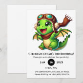Aviator-Baby-Drache Geburtstag Einladung (Vorne/Hinten)