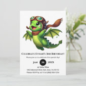 Aviator Baby Dragon Birthday Einladung (Stehend Vorderseite)