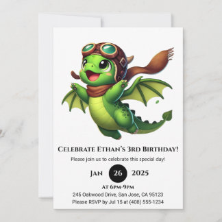 Aviator Baby Dragon Birthday Einladung