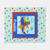 Aviator Bär, Niedliches Personalisiertes Kind Fleecedecke (Vorderseite (Horizontal))