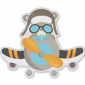 Aviator Bär, Pilotenbär, Flugzeug, Niedlicher Bär Aufkleber (Vorderseite)