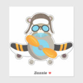Aviator Bär, Pilotenbär, Flugzeug, Niedlicher Bär Aufkleber (Blatt)