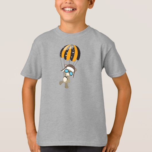 Aviator Bär, Pilotenbär, Niedlicher Bär, Fallschir T-Shirt (Vorderseite)