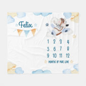 Aviator Bear Watercolor Themed Blanket Fleecedecke (Vorderseite (Horizontal))