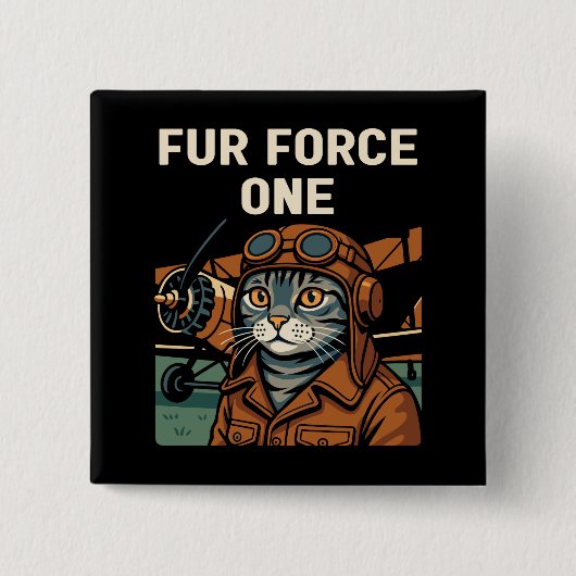 Aviator Cat Flying Felleiter Button (Vorderseite)