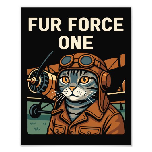 Aviator Cat Flying Felleiter Fotodruck (Vorne)