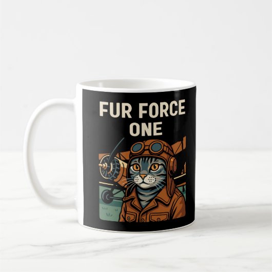 Aviator Cat Flying Felleiter Kaffeetasse (Links)