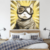 Aviator Cat Goggles Sunburst Portrait Leinwanddruck (Insitu (Schlafzimmer))