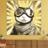 Aviator Cat Goggles Sunburst Portrait Leinwanddruck (Insitu (Wohnzimmer))