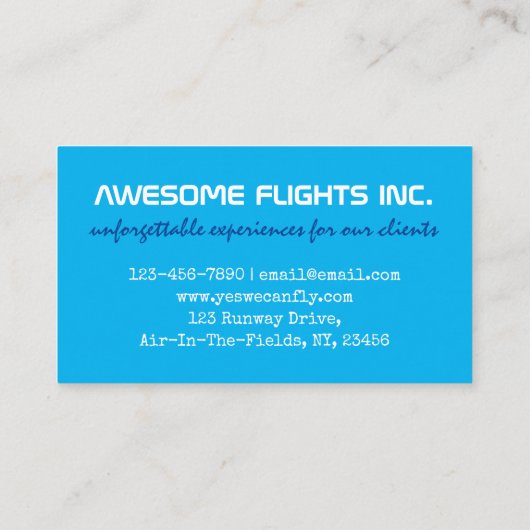 Aviator einzigartig und lustig visitenkarte (Rückseite)