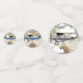 Aviator-Flugzeug und Vintage Weltkarte Konfetti (Vorderseiten)