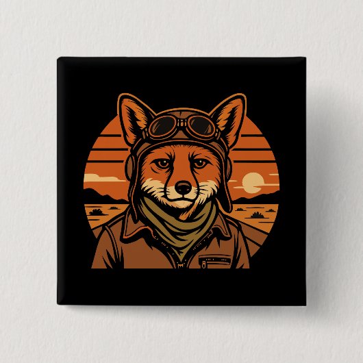 Aviator Fox Flying Foxy Wings Button (Vorderseite)