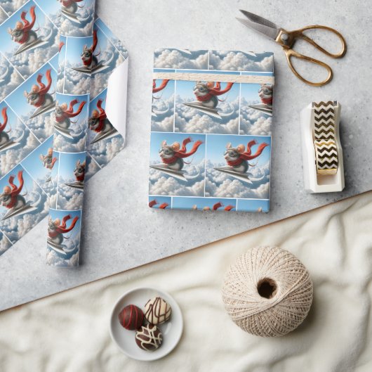 Aviator Maus Piloten eines Papierflugzeugs Geschenkpapier (Kunsthandwerk)