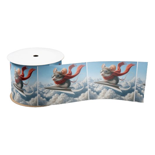 Aviator Maus Piloten eines Papierflugzeugs Satinband (Spule)