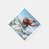 Aviator Maus Piloten eines Papierflugzeugs Serviette (Ecke)