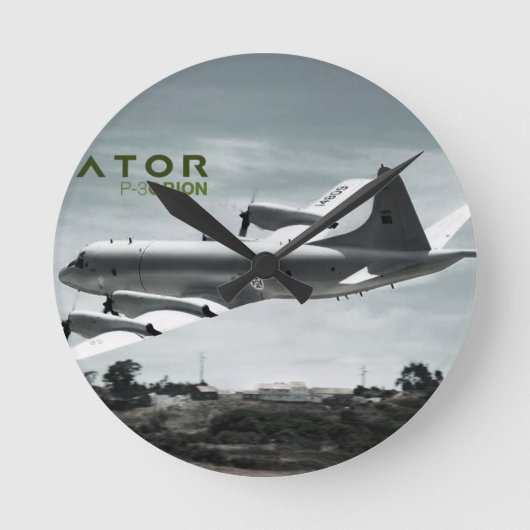 Aviator P3 Orion-Flugzeug Runde Wanduhr (Vorderseite)