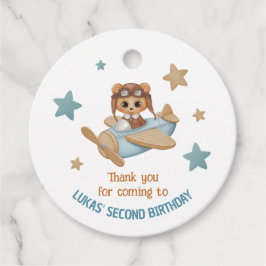 Aviator Party Bear Birthday Danke Individuelle Nam Geschenkanhänger