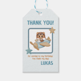 Aviator Party Pilot Bear Blue Geburtstag Vielen Da Geschenkanhänger