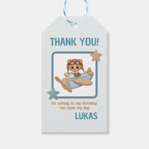 Aviator Party Pilot Bear Blue Geburtstag Vielen Da Geschenkanhänger