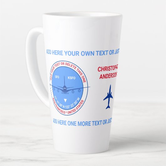 Aviator, Pilot, Reisende, Tourist individuell anpa Milchtasse (Linke Ecke)
