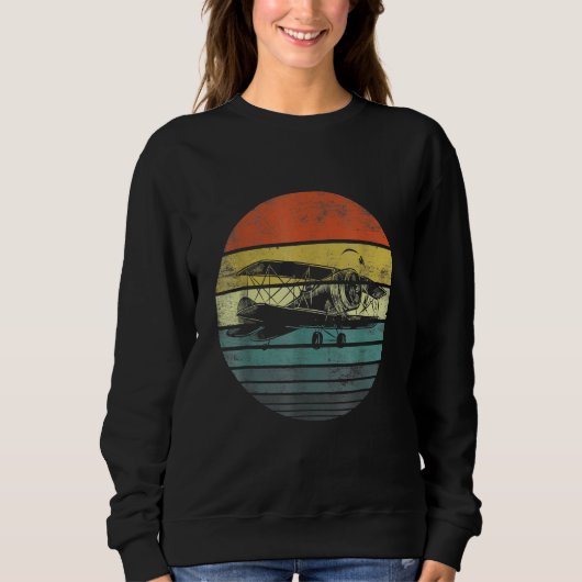 Aviator Pilot Retro Bi Plane Airplane Aviation Sweatshirt (Vorderseite)