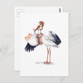Aviator Stork Carried Twins Postkarte (Vorne/Hinten)