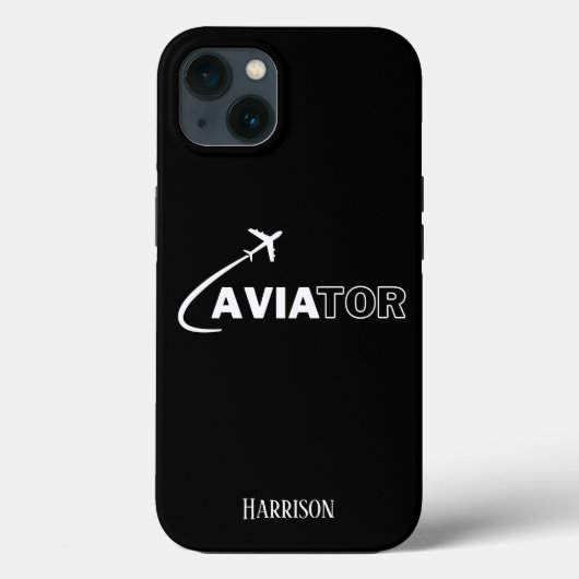 Aviator und Flugzeug,Minimalistisch,Monogramm-Init Case-Mate iPhone Hülle (Rückseite)