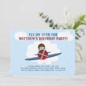 Aviator und sein Flugzeug Einladung (Stehend Vorderseite)