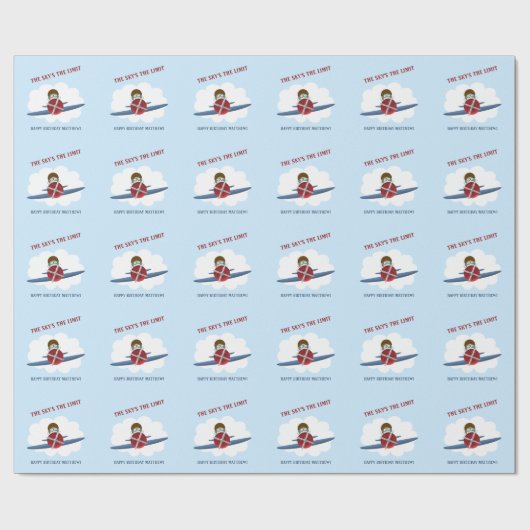 Aviator und sein Flugzeug Geschenkpapier (Flach)