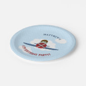 Aviator und sein Flugzeug Pappteller (Schrägansicht)