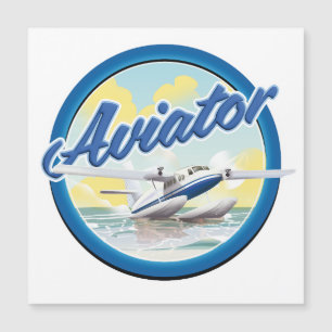 Aviator-Wasserflugzeug blaues Logo Magnetkarte