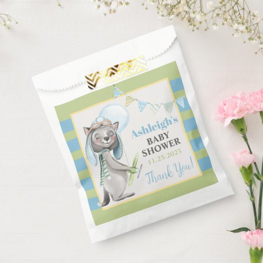 Aviator Wolf, Stripte Babydusche Geschenktütchen (Versiegelt)