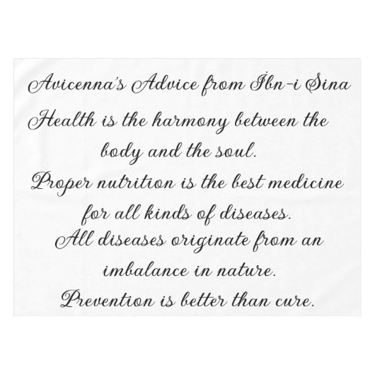 Avicenna's Advice Tablecloth Tischdecke (Vorderseite (Horizontal))