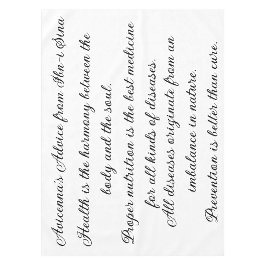 Avicenna's Advice Tablecloth Tischdecke (Vorderseite)