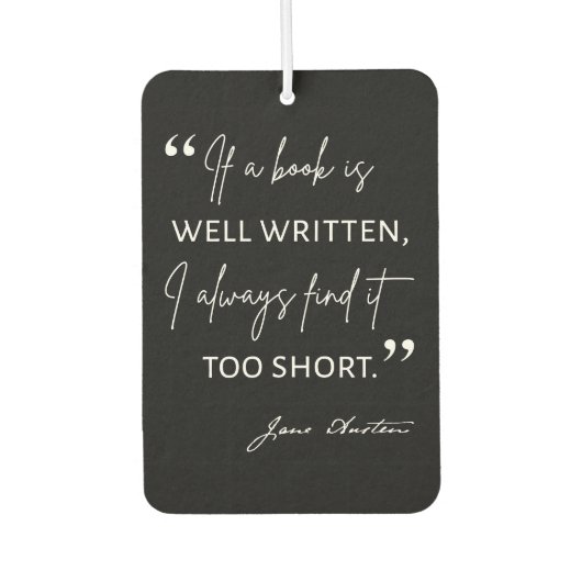 Avid Reader II - Jane Austen Zitat Autolufterfrischer (Vorderseite)