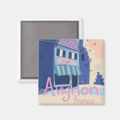 Avignon France Cartoon Reiseplakat Magnet (Vorderseite/Rückseite)