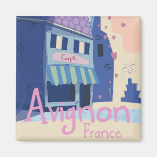 Avignon France Cartoon Reiseplakat Magnet