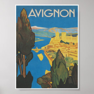 Avignon France Vintage Travel Poster