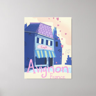 Avignon Frankreich Cartoon-Reiseposter Leinwanddruck