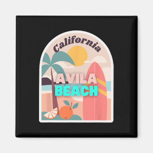 Avila Beach Retro Pastellfarben Palmen Sonne Und Magnet