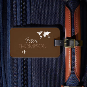 Avion Travel Personalisiert Stylish Brown Gepäckanhänger