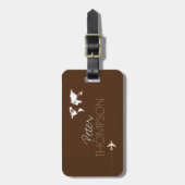 Avion Travel Personalisiert Stylish Brown Gepäckanhänger (Vorderseite vertikal)