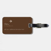 Avion Travel Personalisiert Stylish Brown Gepäckanhänger (Rückseite horizontal)