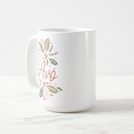 Avó Bright Holly Weihnachtskript Kaffeetasse (Vorderseite Links)