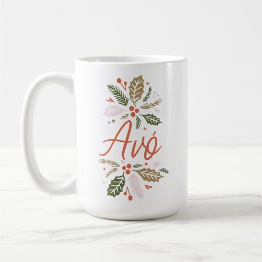 Avó Bright Holly Weihnachtskript Kaffeetasse (Links)